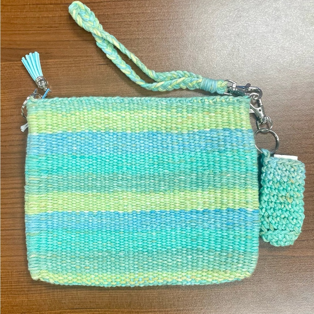 Woven Multicolor Wristlet with Keychain
